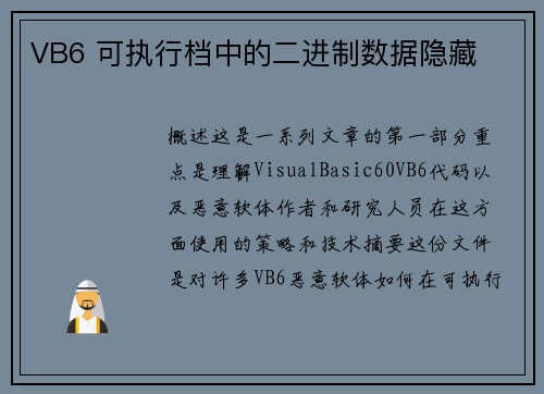 VB6 可执行档中的二进制数据隐藏 